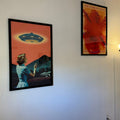 Retro UFO Encounter Digital Art Print