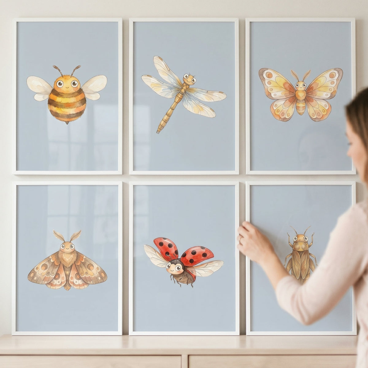 Watercolor Cute Bugs Digital Art Set