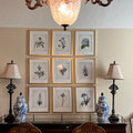 Vintage Botanical Blue Flowers Gallery Wall Set of Nine Digital Prints