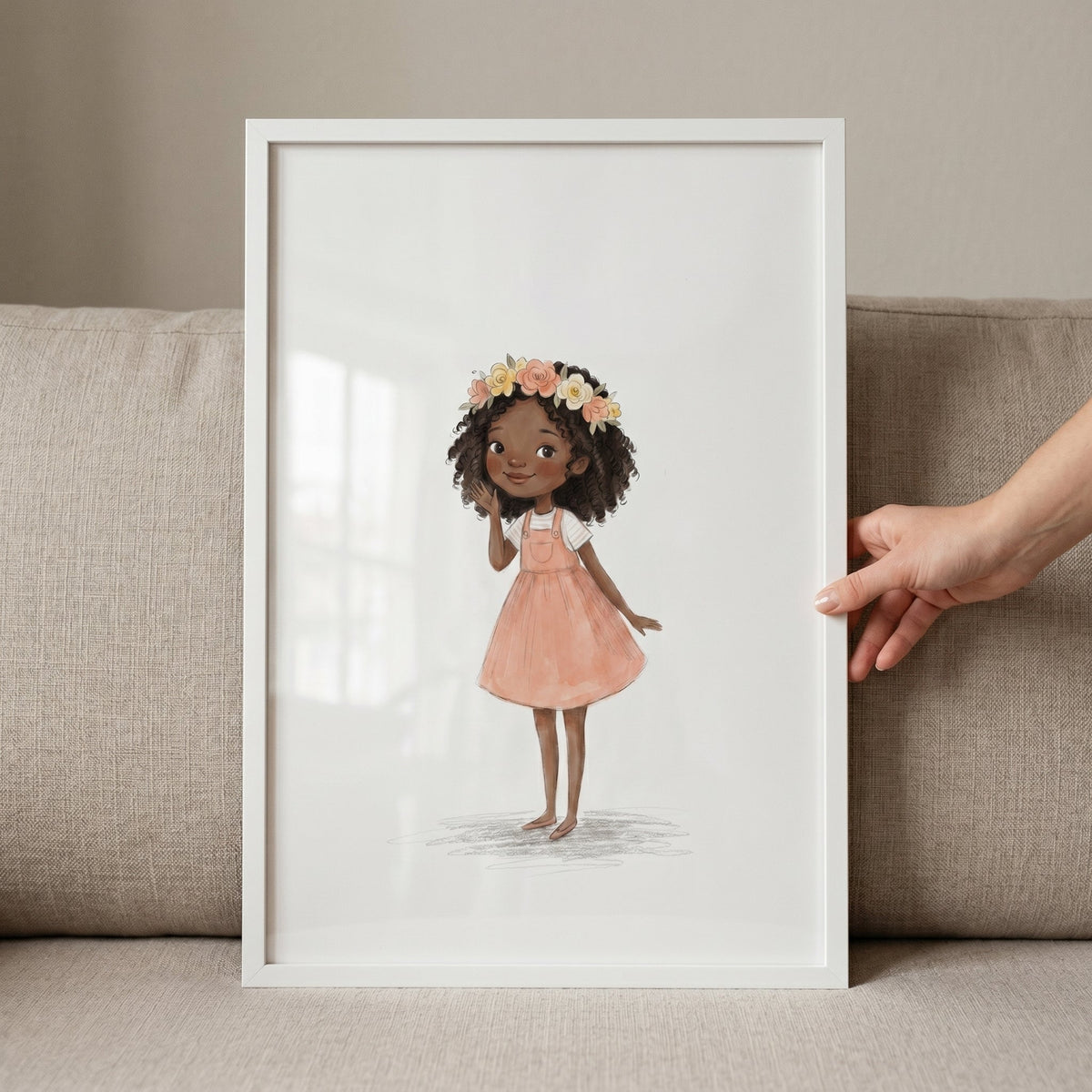 Sweet Girl with Floral Crown Digital Art