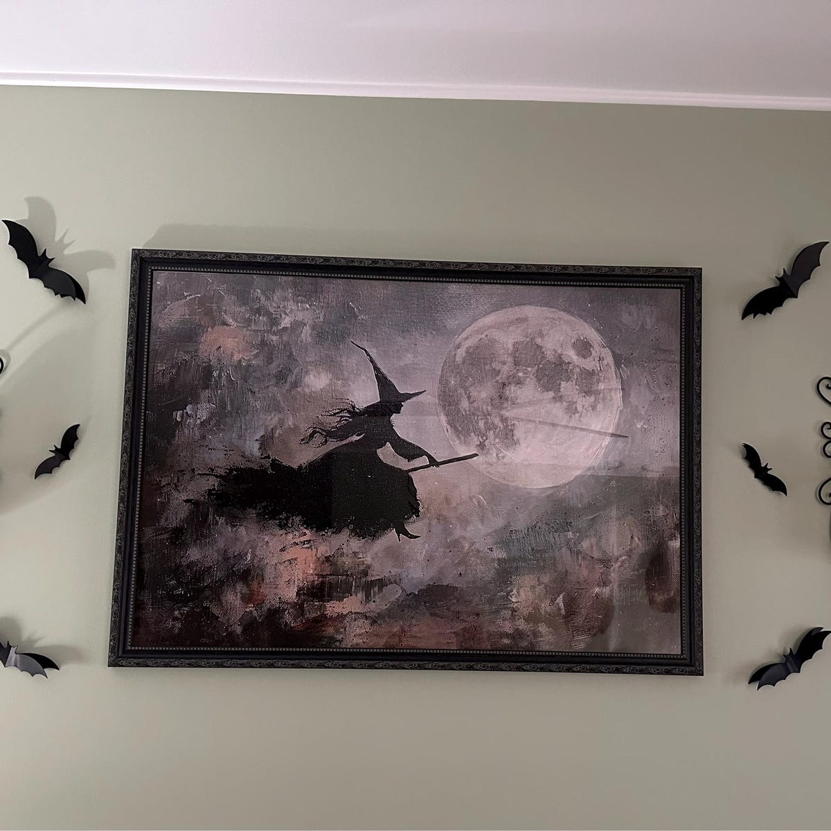 Witch Flying Across the Full Moon Digital Art