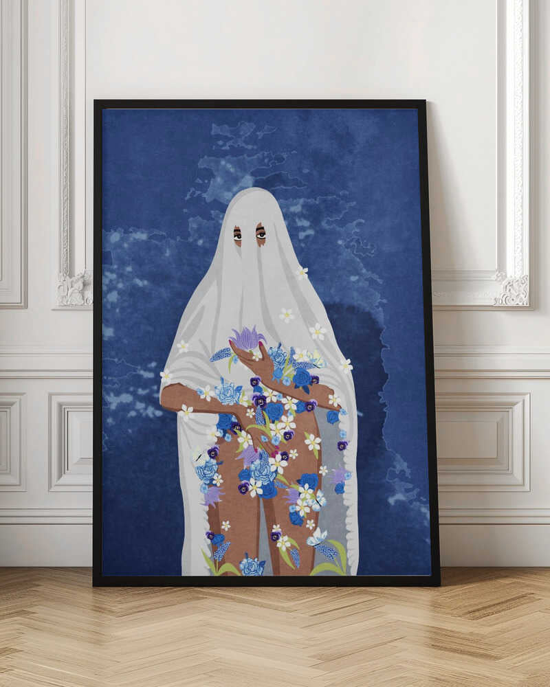 Ghost with Blue Flowers Digital Artwork