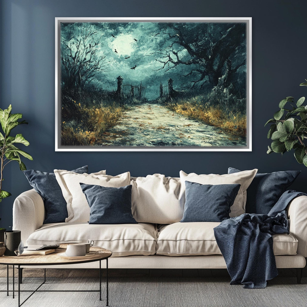Spooky Moonlight Forest Path Digital Art