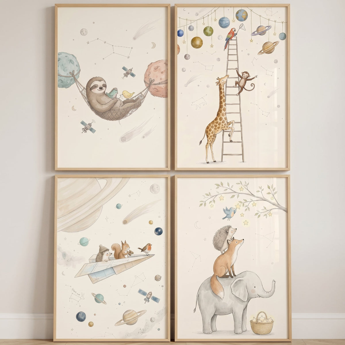 Whimsical Space Animals Digital Art Collection