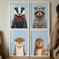 Dapper Woodland Animals Digital Art Print Set