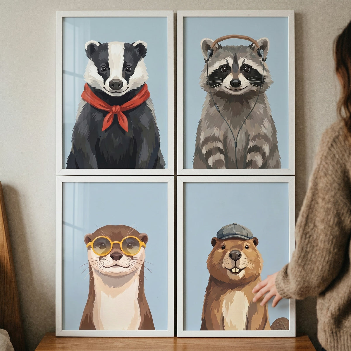Dapper Woodland Animals Digital Art Print Set