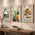 Mughal Botanical Arch Triptych Digital Art