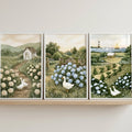 Charming Countryside Duck Watercolor Triptych