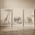 Neutral Safari Animals Trio Digital Art