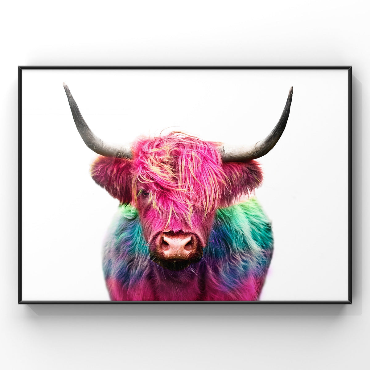 Vibrant Rainbow Highland Cow Digital Art
