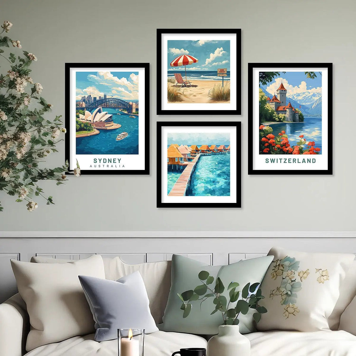 Vintage Travel Destination Gallery Wall Digital Art Set
