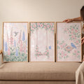 Blushing Spring Garden Triptych