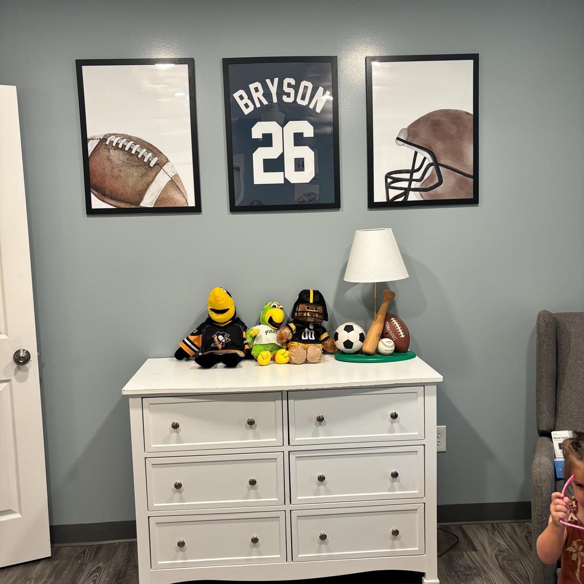 Personalized Football Sports Nursery Digital Art Trio