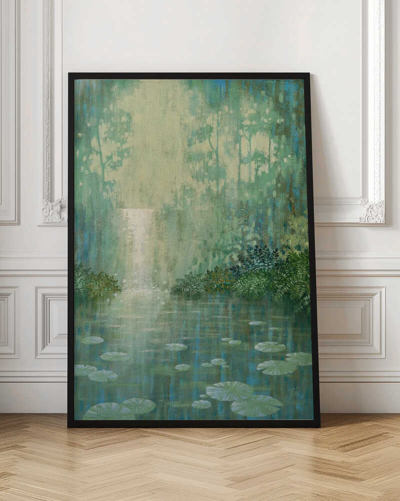 Mystical Forest Waterfall Digital Art Print