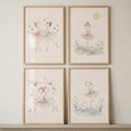 Watercolor Ballerina Girls Digital Art Set of 4