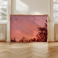 Pink Sunset Tree Silhouette Digital Art