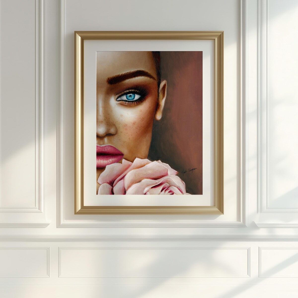 Stunning Portrait with Pink Rose Digital Download