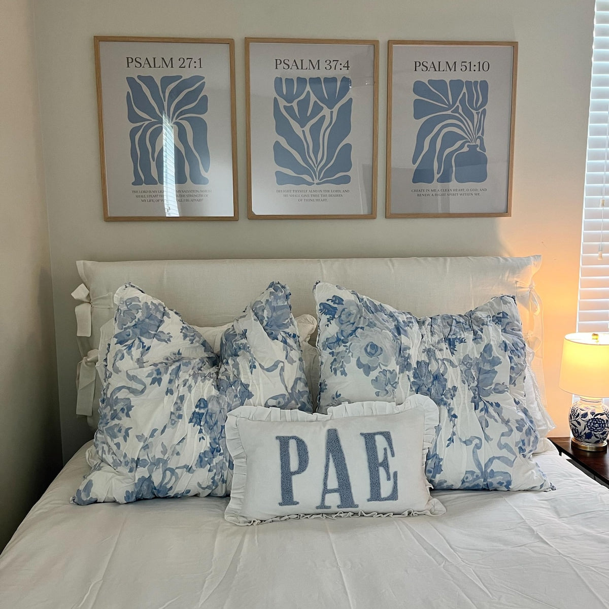 Blue Aesthetic Scripture Trio Digital Artwork Set