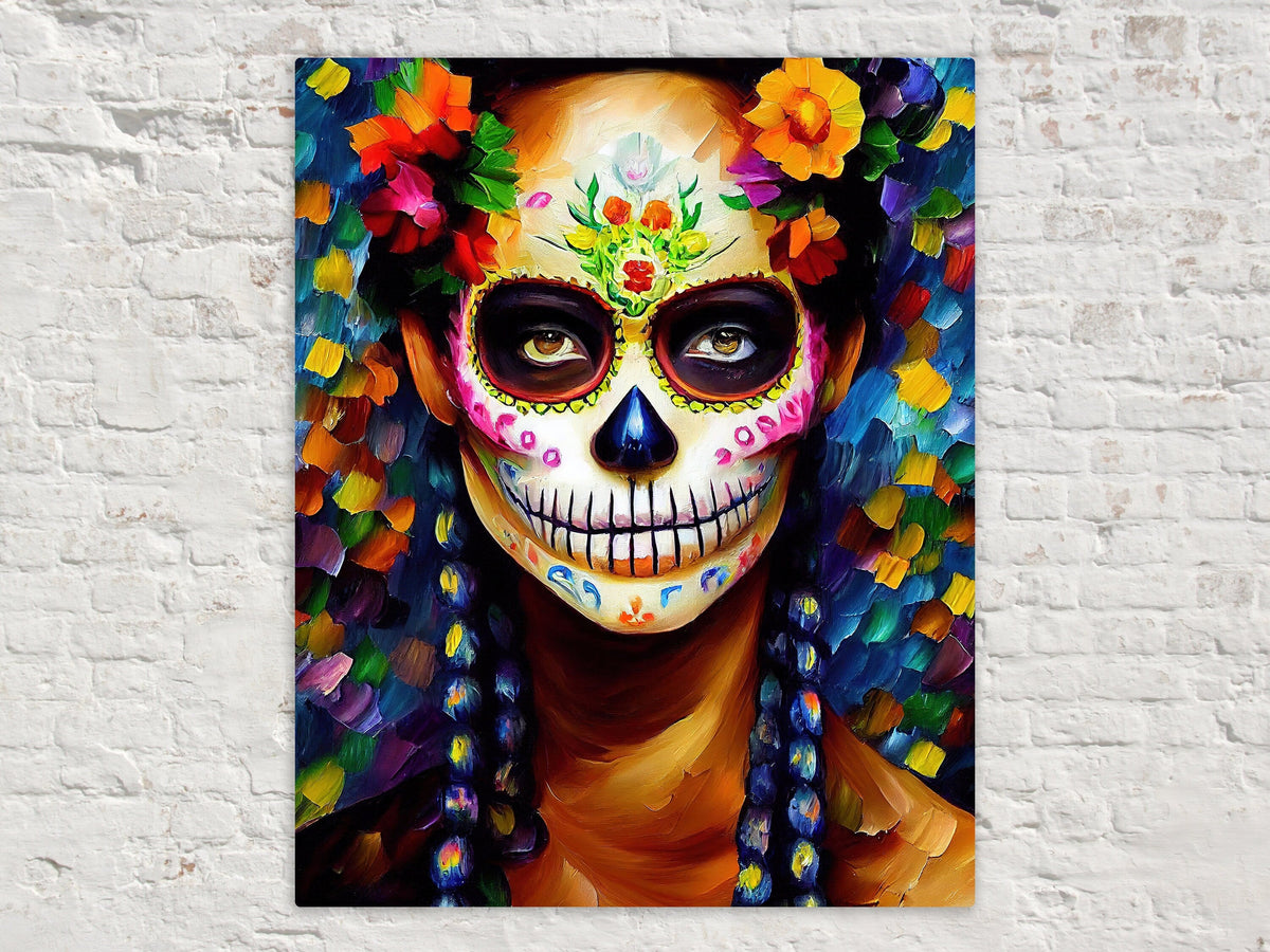 Vibrant Sugar Skull Digital Art