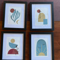 Modern Abstract Botanical & Geometric Digital Art Set of 4