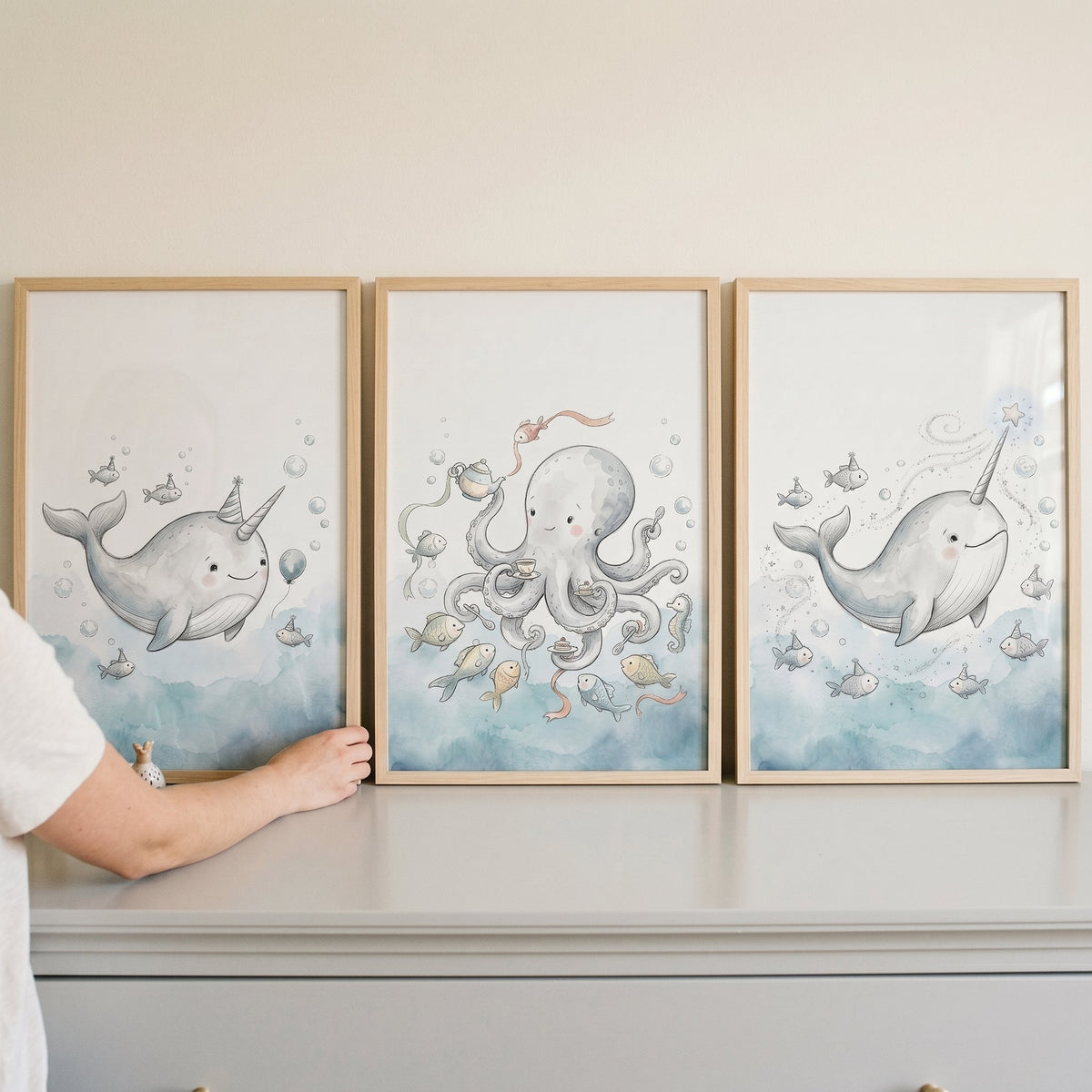 Magical Ocean Friends Watercolor Trio Digital Download