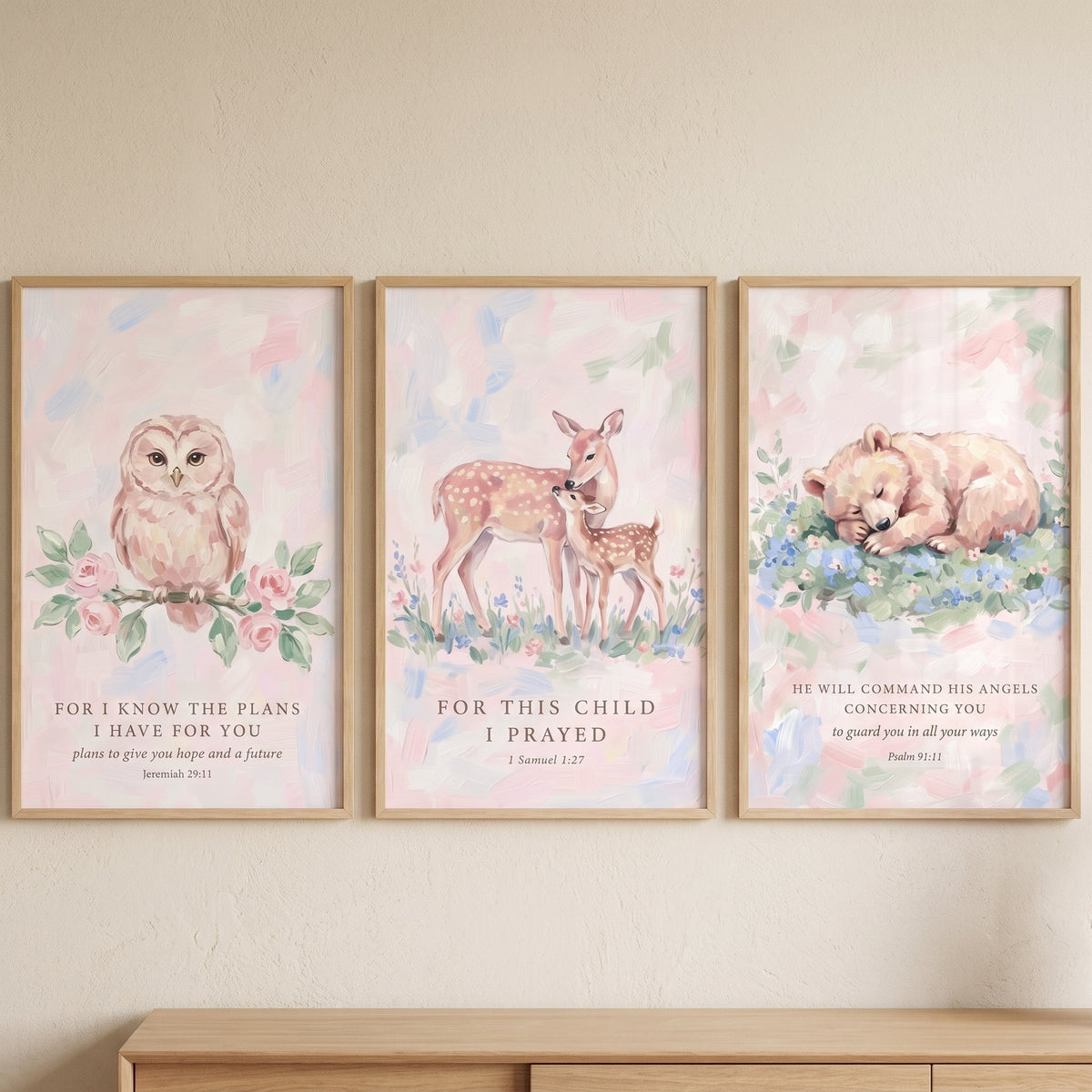 Christian Woodland Animals Nursery Digital Art Set