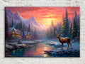 Winter Serenity Mountain Sunset Digital Artwork