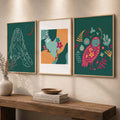 Boho Botanical Nature Gallery Wall Triptych Digital Art