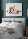 Tiger on Pink Car Digital Art Print