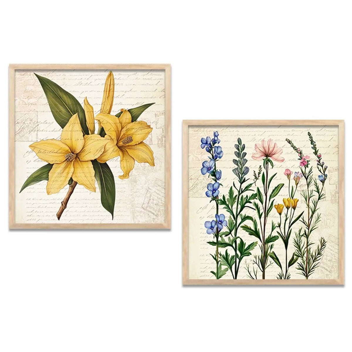 Vintage Botanical Floral Duo Digital Print