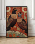 Red Birds Folk Art Digital Print