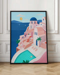 Santorini Poolside Paradise Digital Artwork