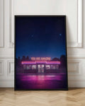 Neon Diner Night Sky Digital Art