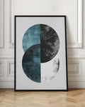 Abstract Teal and Black Geometric Circles Digital Art