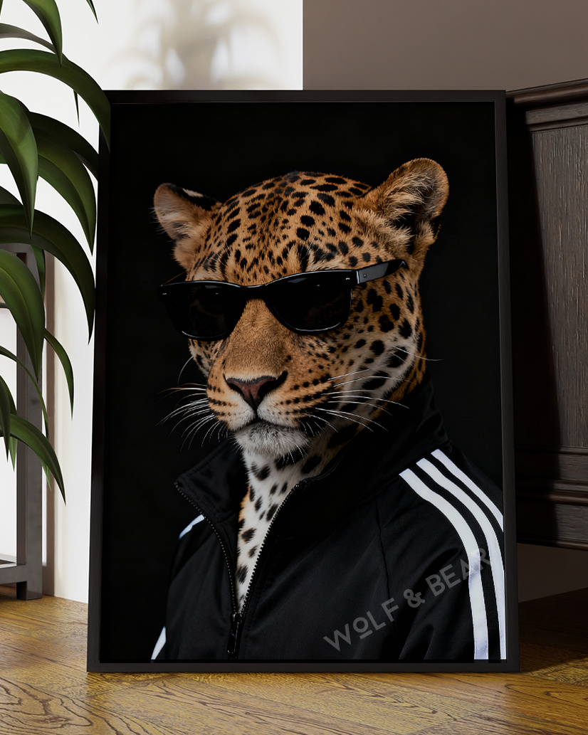 Dapper Leopard in Sunglasses Digital Artwork