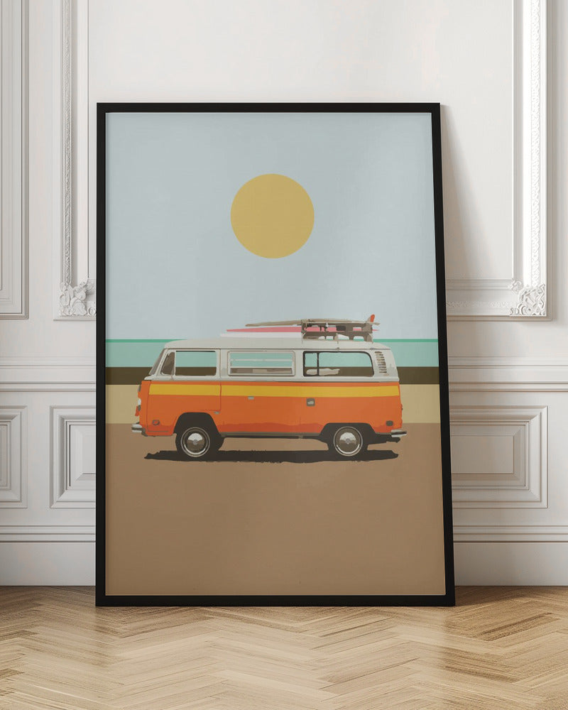 Retro Surf Van Beach Digital Artwork