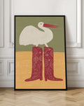 Whimsical Stork in Red Boots Digital Art