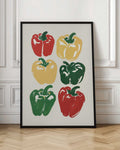 Colorful Bell Peppers Minimalist Kitchen Art