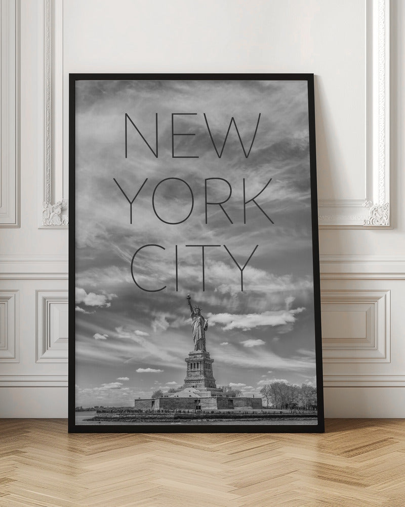 New York City Statue of Liberty Monochromatic Digital Wall Art