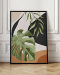 Abstract Botanical Monstera Leaves Digital Artwork