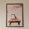 Chubby Cat Under Cherry Blossoms Art Print