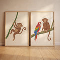 Jungle Friends Monkey and Parrot Digital Art Set