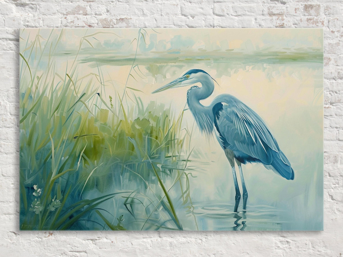 Serene Blue Heron Wetlands Digital Art