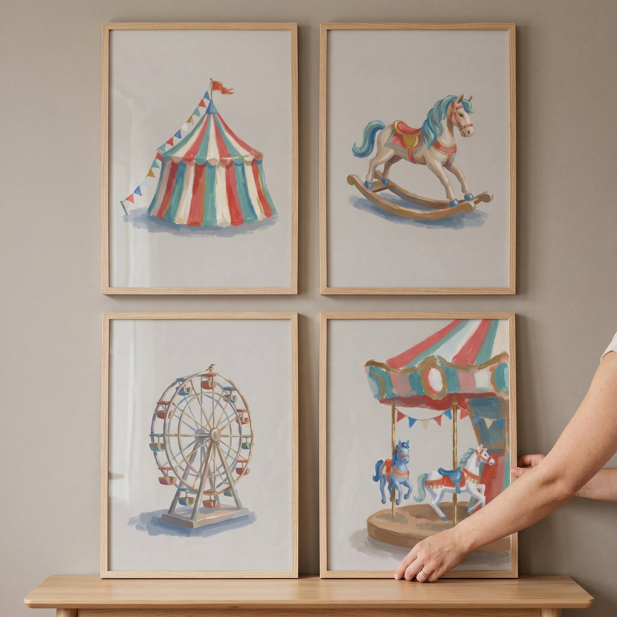 Vintage Carnival Four-Piece Digital Art Collection