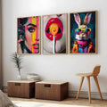 Vibrant Pop Culture Triptych Digital Art