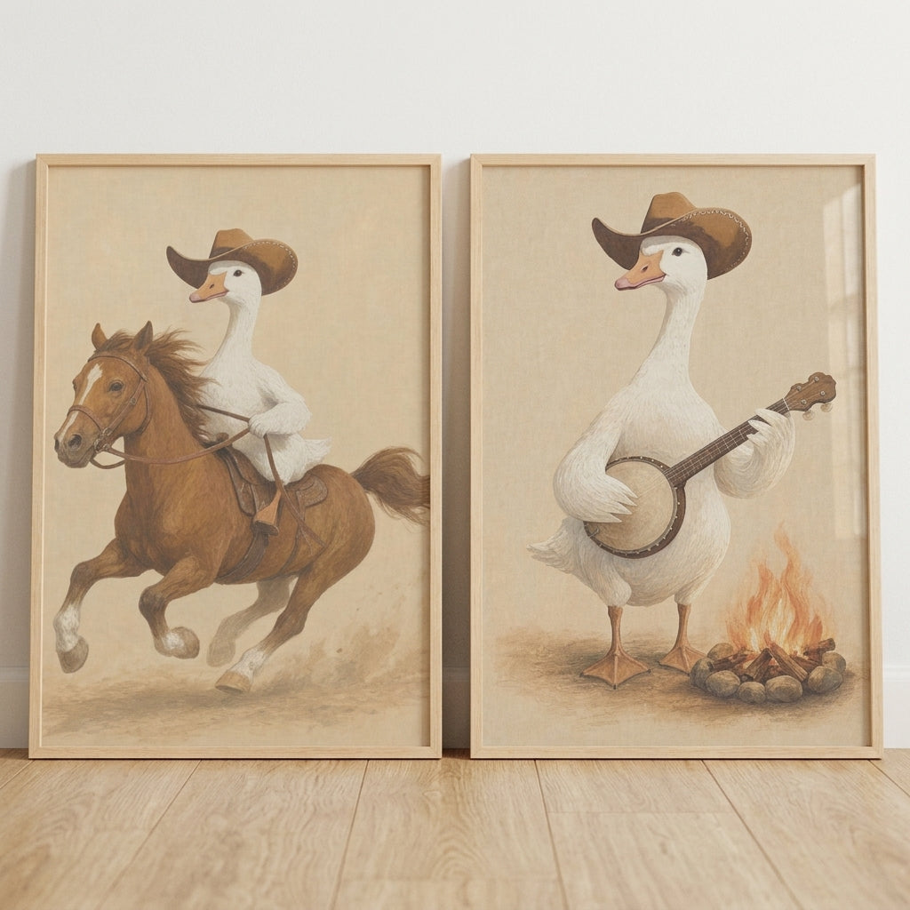 Cowboy Goose Digital Art Set