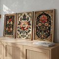 Vintage Botanical Floral Triptych