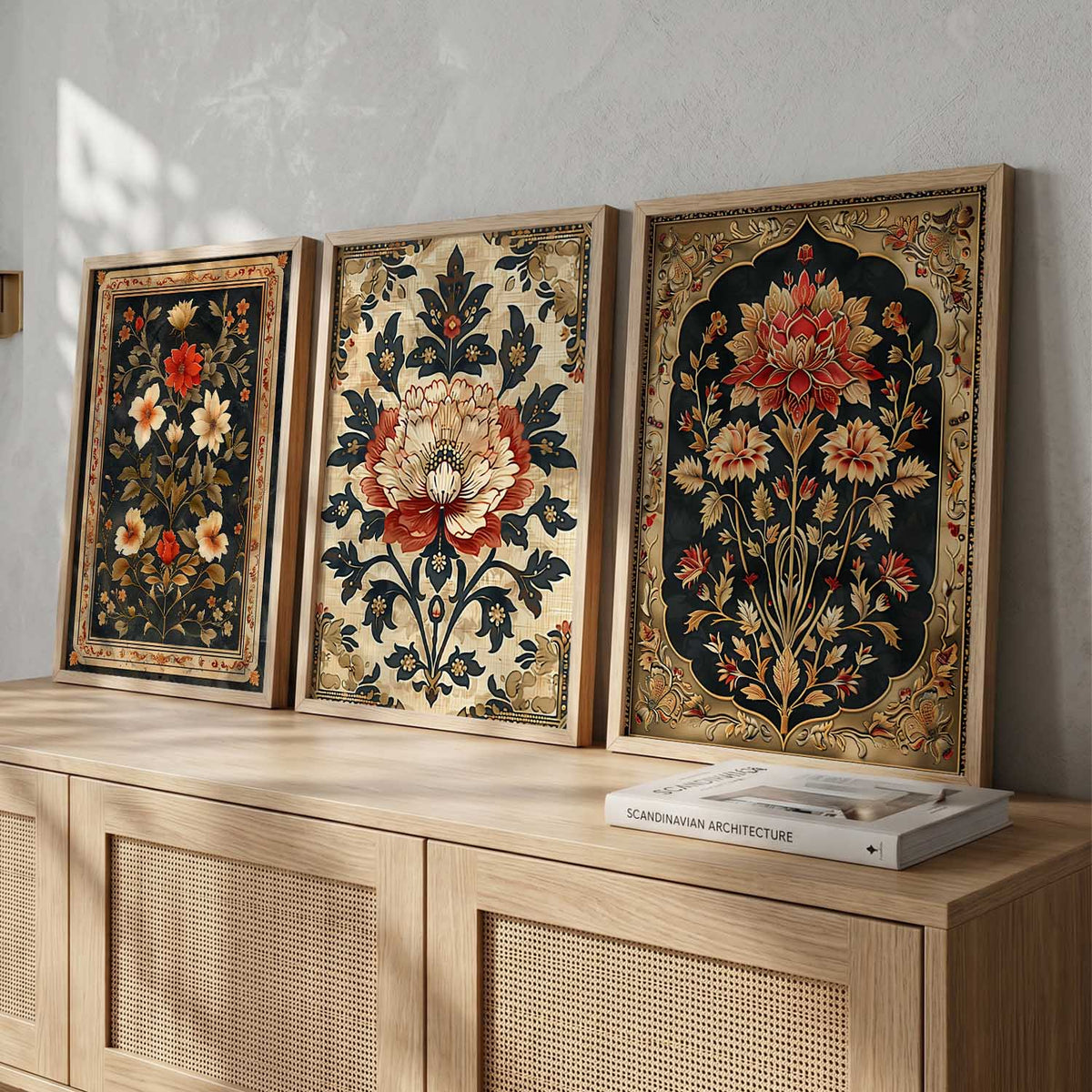 Vintage Botanical Floral Triptych