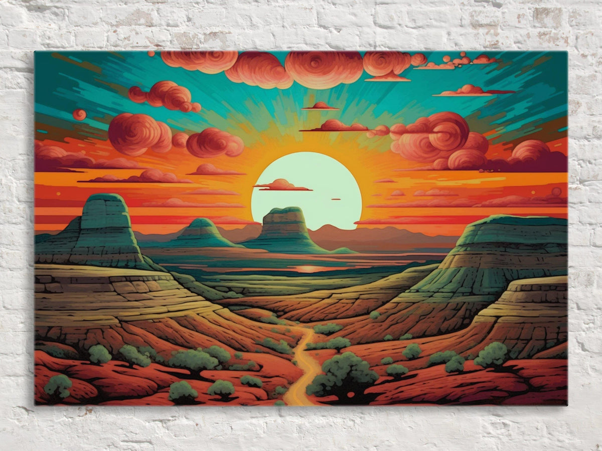 Vibrant Desert Sunset Digital Artwork