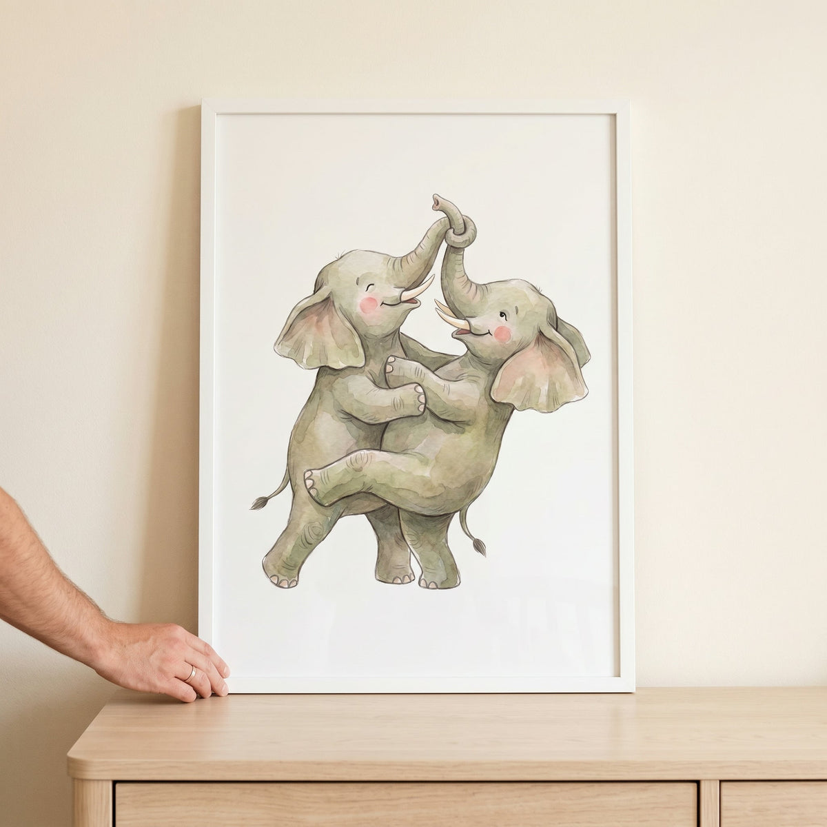 Dancing Elephants Watercolor Digital Download